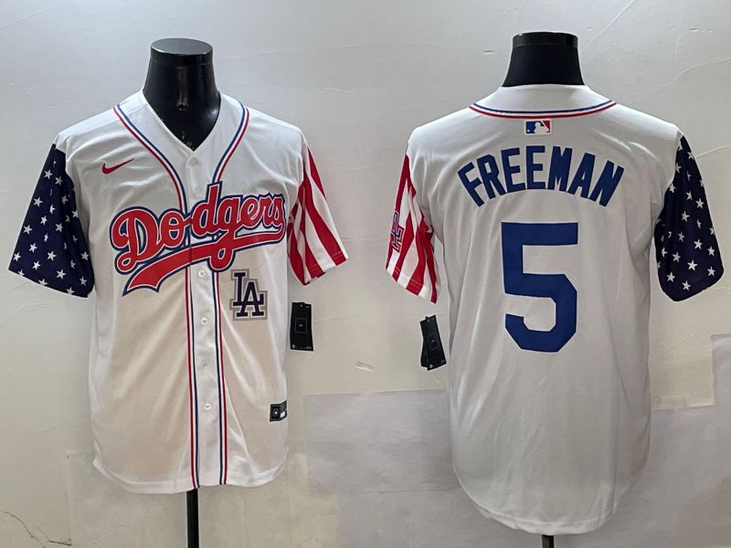Men Los Angeles Dodgers 5 Freeman White a generation of national flags Joint name 2025 Nike MLB Jersey style 11